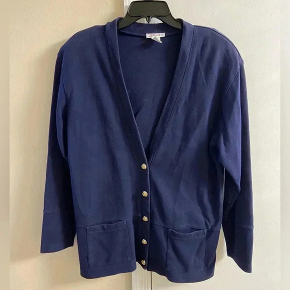 Talbots cardigan button front vintage navy blue Large - Picture 1 of 6